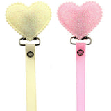 Glitter felt heart pacifier clip