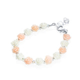 Pink and White MINI  Flower Girl , Bridesmaid , Baby Toddler Jewelry Bracelet Keepsake ( BFLPW)