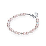 Pink Pearls and Clear European Crystals Beaded Bracelet (BPPCC)