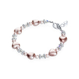 Rose and Pink Heart Sterling Silver Child Bracelet (B1703)