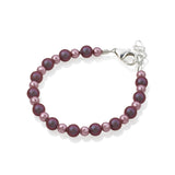 Delicate Toddler Girl Bracelet with Rose and Red Iridescent Pearls | Luxury Child Bracelet Gift | Baby Girls Bracelet (B1913)