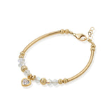 Baby Girl Gold Banglet Bracelet | Crystal Heart Charm | Perfect Baby Shower, Birthday Gift (BN24)