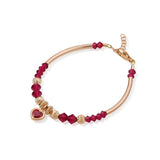 Baby Girl Rose Gold Banglet Bracelet | Ruby Heart Charm | Vintage Inspired | Perfect Baby Shower, Birthday Gift (BN25)