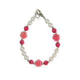 Adorable Pink Scattered Flowers and Crystals Bracelet (BSFR)