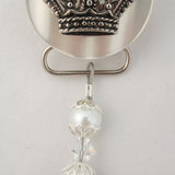 Personalized Name White Crown Pacifier clip (Also available in Pink and Blue) (CNAME)