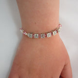 Personalized Name Baby Bracelet Sterling Silver and European Crystals: Newborn Infant Baby Toddler Girl (BPN)