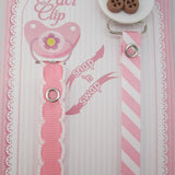 Pink Stroller 2 Matching Ribbon Pacifier Clip SGPS