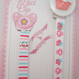 Pink Cupcake Pacifier Clip with 2 matching ribbons SGPC