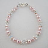 Baby Bracelet Pink Pearls and Clear Crystals (BPC)