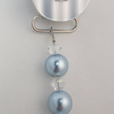 Blue Pacifier clip with Big Pearls and White Crystals (CPCB)