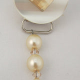 Beige, Blue Diamond Pacifier clip with Stunning Bling Beads and Pearls (CBLG,CBLB)