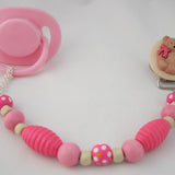 Wooden Teddy Bear Pacifier clip with Stunning Wooden Beads (CTWP/CTWB)