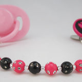 Butterfly Button Pacifier clip with Adorable Matching Mini Beads (CMB)