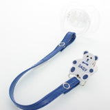 Enamel Teddy Pacifier Clip with matching Faux-Leather Strap (boys)