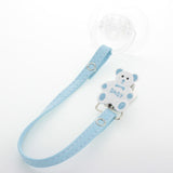 Enamel Teddy Pacifier Clip with matching Faux-Leather Strap (boys)