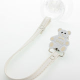 Enamel Teddy Pacifier Clip with matching Faux-Leather Strap (boys)