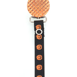 Halloween Orange & Black Jack-o'-Lantern Crystal Pacifier Clip (RHOP)