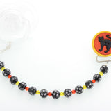 Halloween Orange & Black Cat Beaded Pacifier Clip