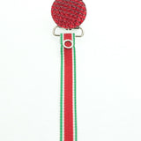 Holiday Pacifier Clip Red Crystal with Matching Ribbon (RHGR)