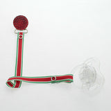 Holiday Pacifier Clip Red Crystal with Matching Ribbon (RHGR)