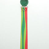 Holiday Pacifier Clip Green  Crystal with Matching Ribbon (RHGR)