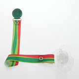 Holiday Pacifier Clip Green  Crystal with Matching Ribbon (RHGR)