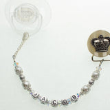 Personalized Name White Crown Pacifier clip (Also available in Pink and Blue) (CNAME)