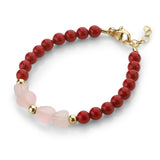 Stylish Child Bracelet With Red Austrian Pearls, 14kt Gold Filled Beads (B2105-RP)