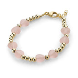 Cute Girl Bracelet With Pink Opal Hearts, 14kt Gold Filled Beads (B2104-GP)