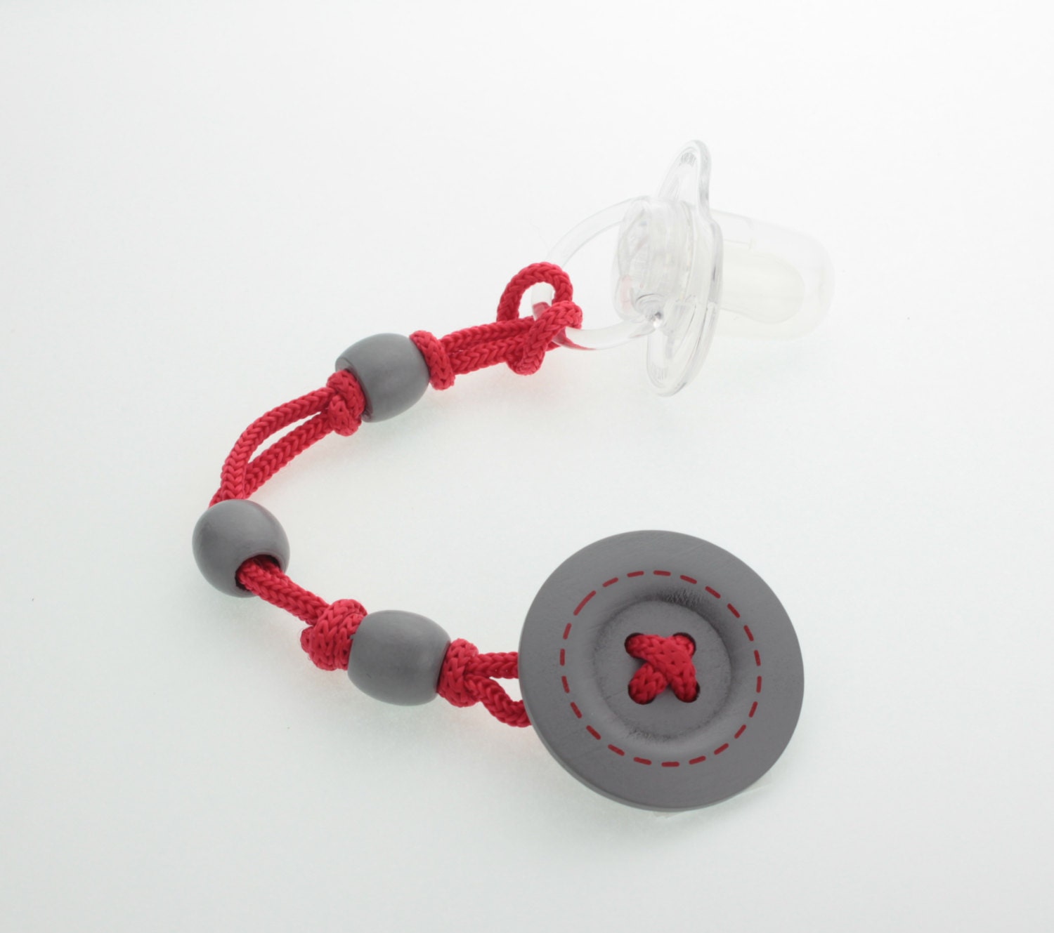 Wooden Button Pacifier Clip (Jeanky)