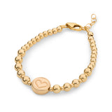 NEW! Stunning 14kt Gold Filled Bracelet, With A Double Sided Heart Bead, For Babies, Toddlers & Child (B2130-G)