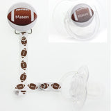 Personalized Name Boys Foot Ball Pacifier Clip Only (PER 35) (MSRP 19.00)