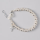 Sterling Silver Beads and Cross Bracelet (BSSC)