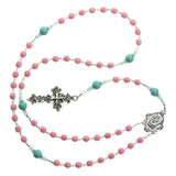 Rosary Prayer beads With Peach and Jade color Czech Beads and Cross Necklace (RN7)