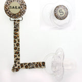 Leopard Name Print Pacifier Clip (PER 36) (MSRP 19.00)