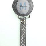 Personalized Name Grey Moroccan Tile Pacifier Clip (PER62) (MSRP 19.00)