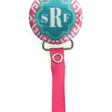 Personalized Monogram Hot Pink & Teal Pacifier Clip (PER64) (MSRP 19.00)