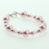 Pink Pearl Baby Bracelet with Crystals (B127C)