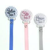 Personalized Moroccan Tile Twin Pacifier Clip, Two-Pack (PERT1) (MSRP 19.00)
