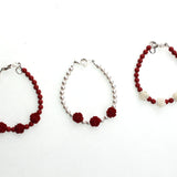 Red and White Flower Beads With Pearls Bracelet (B135- SR, RR, RW)
