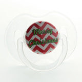 Red and White Chevron Christmas  Pacifier Clip (RHRW)