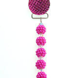 Hot Pink Crystal and Bumpy Pearl Pacifier Clip
