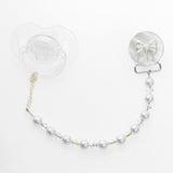 Baby European Pearls and Crystals Pacifier Clip with Bow  (C16, C16-P)