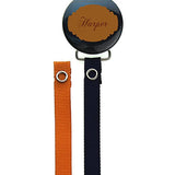 Personalized Name Navy & Brown Leather Look Pacifier Clip with Two Matching Ribbons (PER25) (MSRP 19.00)