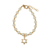 European Cream Pearls with 14kt Gold filled Beads and Star of David Charm Bracelet (BGSD)