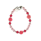 Adorable Pink Scattered Flowers and Crystals Bracelet (BSFR)